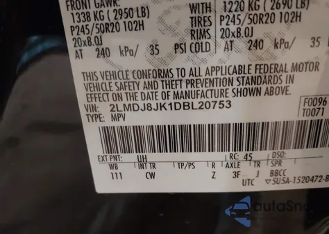 2013 Lincoln Mkx z USA, uszkodzony, nr VIN 2LMDJ8JK1DBL20753